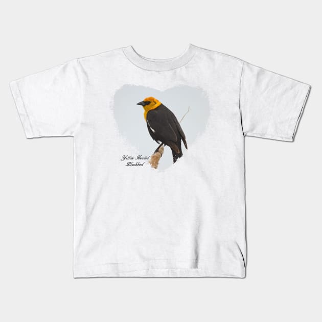 Yellow Headed Blackbird Kids T-Shirt by Whisperingpeaks